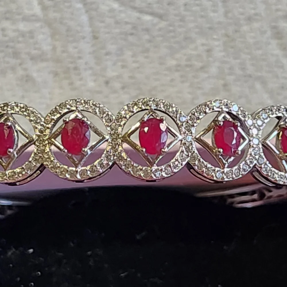Ruby Bangle in Silver Setting - Picture 2 of 8